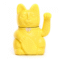 Chat jaune citron avec patte mobile, porte-bonheur argent