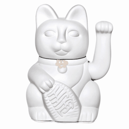 Chat porte-bonheur blanc en ABS, patte mobile