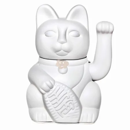 Chat porte-bonheur blanc en ABS, patte mobile