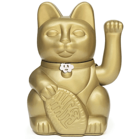 Chat doré porte-bonheur avec patte mobile pour attirer l’argent