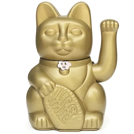 Chat doré porte-bonheur avec patte mobile pour attirer l’argent