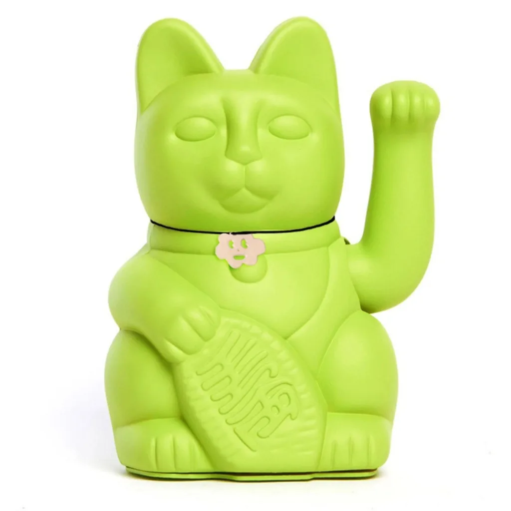 Figurine Lucky Cat Mojito taille M en vert clair avec patte mobile