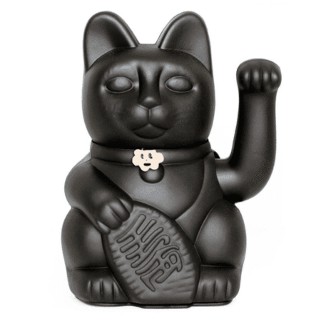 Figurine Lucky Cat Noir Mat taille M avec patte mobile