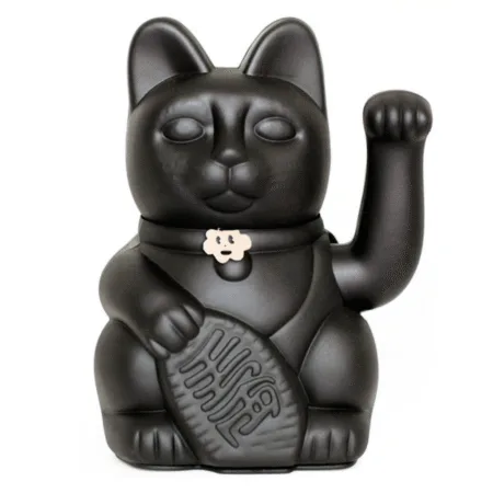 Figurine Lucky Cat Noir Mat taille M avec patte mobile