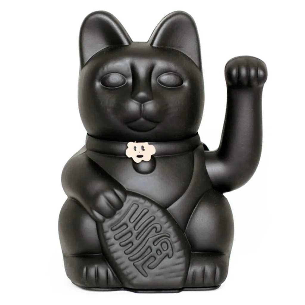 Figurine Lucky Cat Noir Mat taille M avec patte mobile