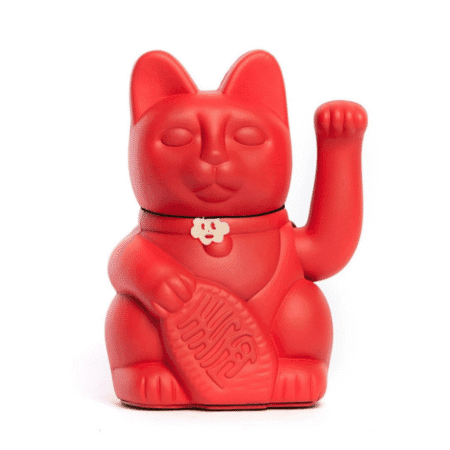 Chat porte-bonheur rouge Maneki Neko amour