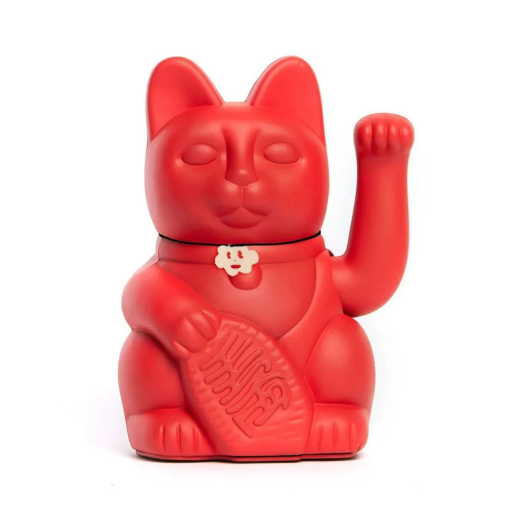 Chat porte-bonheur rouge Maneki Neko amour