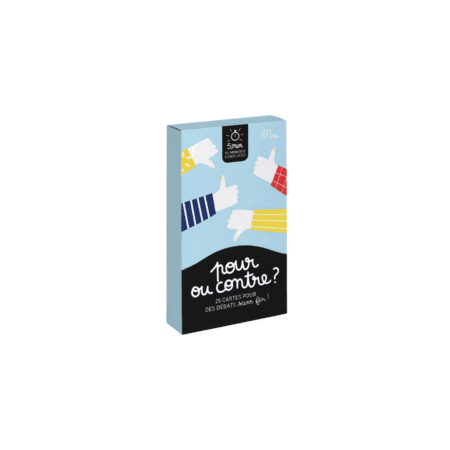 Jeu de 25 cartes "POUR OU CONTRE ?" de Minus Éditions, couverture illustrée, format 10 × 15 cm