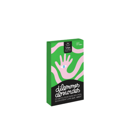 Jeu de 25 cartes "DILEMMES ABSURDES" de Minus Éditions, couverture illustrée, format 10 × 15 cm