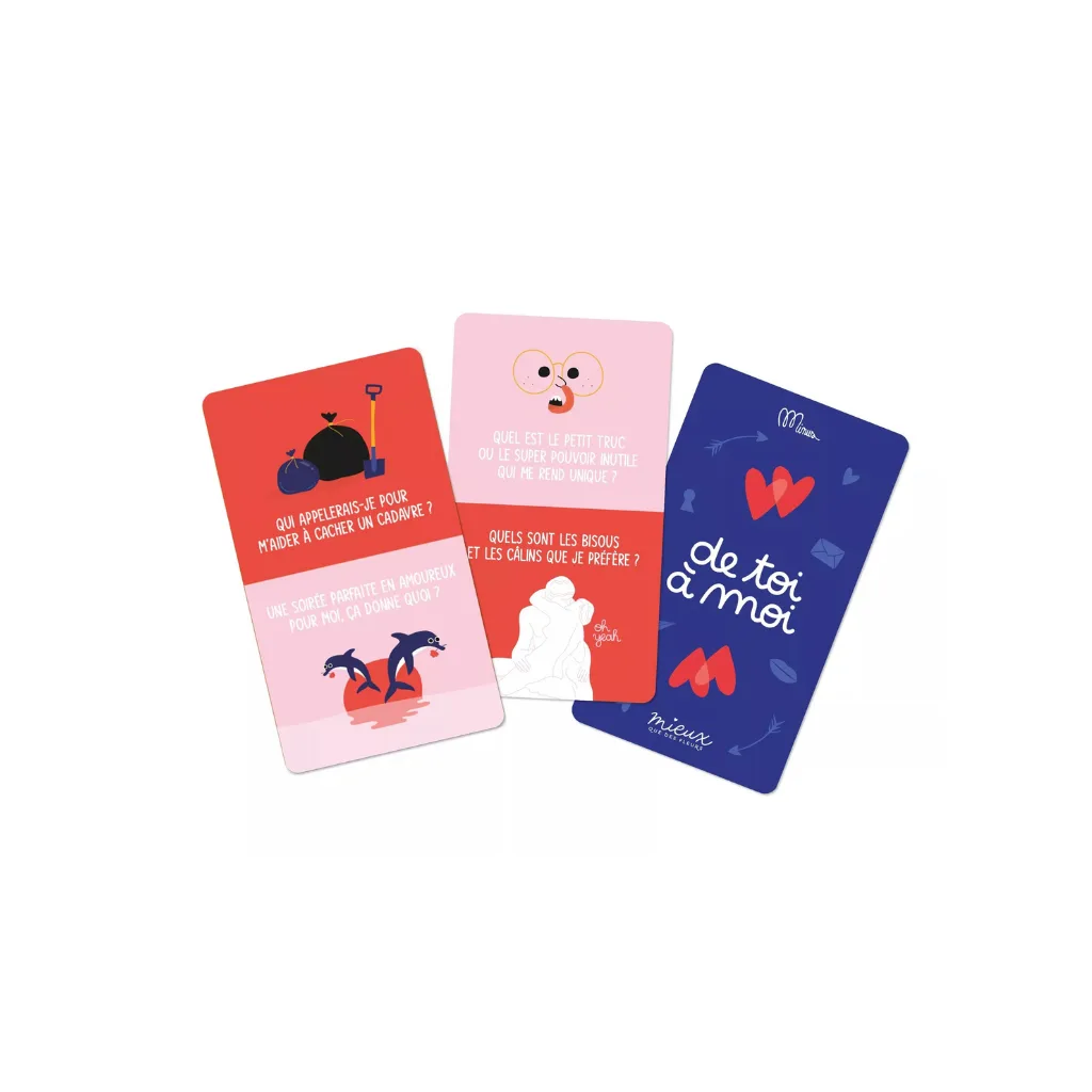 Jeu de 25 cartes "De toi à moi – Spécial Couple" de Minus Éditions, couverture illustrée, format 8 × 14 cm
