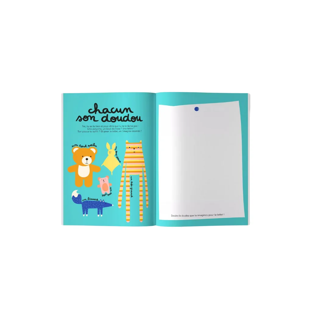 Cahier “Bientôt Grand Frère ! Bientôt Grande Sœur !” de Minus Éditions, couverture orange, format 15 × 21 cm