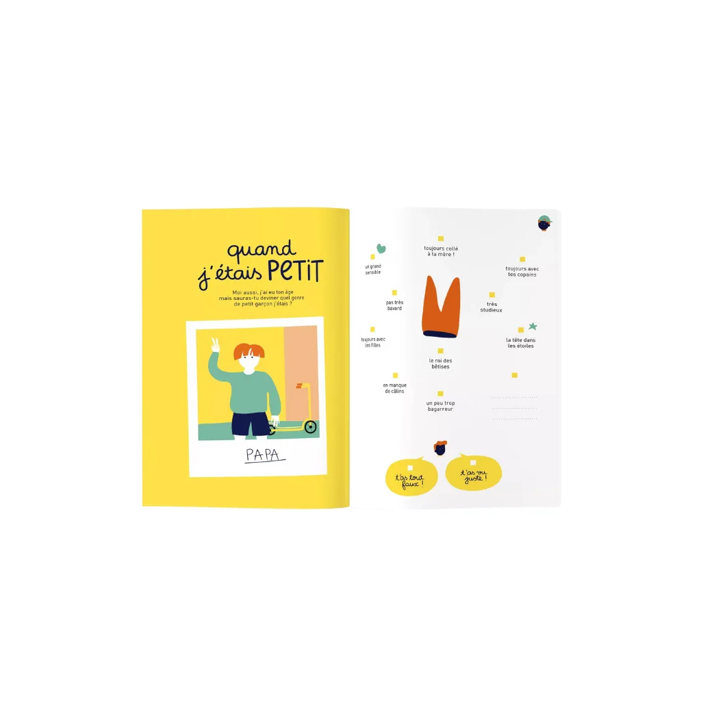 Cahier "Tel père, tel fils ?" de Minus Éditions, couverture souple vert pantone, format 15 × 21 cm.