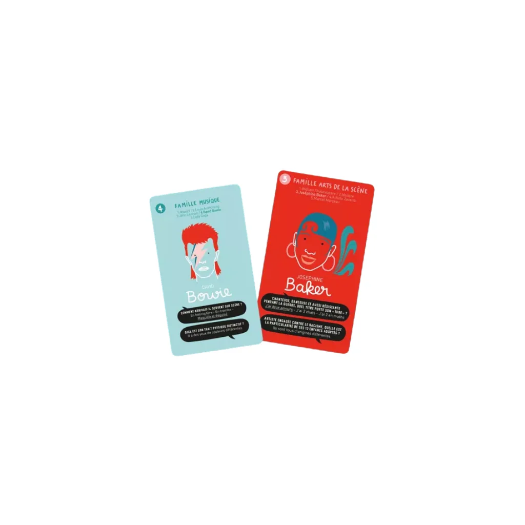 Boîte du jeu de 7 familles ‘Super Artistes’ de Minus Éditions, coloris rose vif, format compact