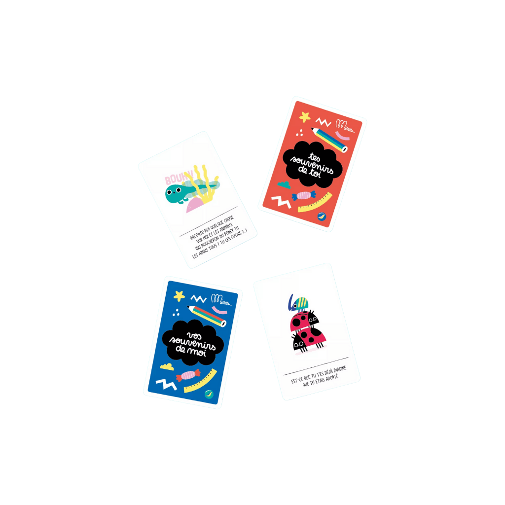 Boîte du jeu Parle‑Moi de Moi ! de Minus Editions, couleurs vives (rouge/orange), format compact