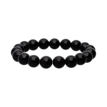 Bracelet en pierre naturelle Obsidienne 10mm noir profond, élastique solide, bijou de protection