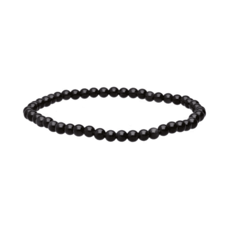 Bracelet en pierre naturelle Obsidienne 4mm noir profond, élastique solide, bijou de protection