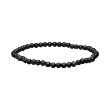 Bracelet en pierre naturelle Obsidienne 4mm noir profond, élastique solide, bijou de protection