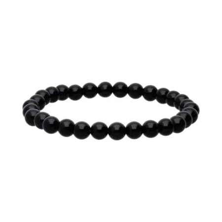 Bracelet en pierre naturelle Obsidienne 6mm noir profond, élastique solide, bijou de protection