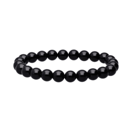 Bracelet en pierre naturelle Obsidienne 8mm noir profond, élastique solide, bijou de protection