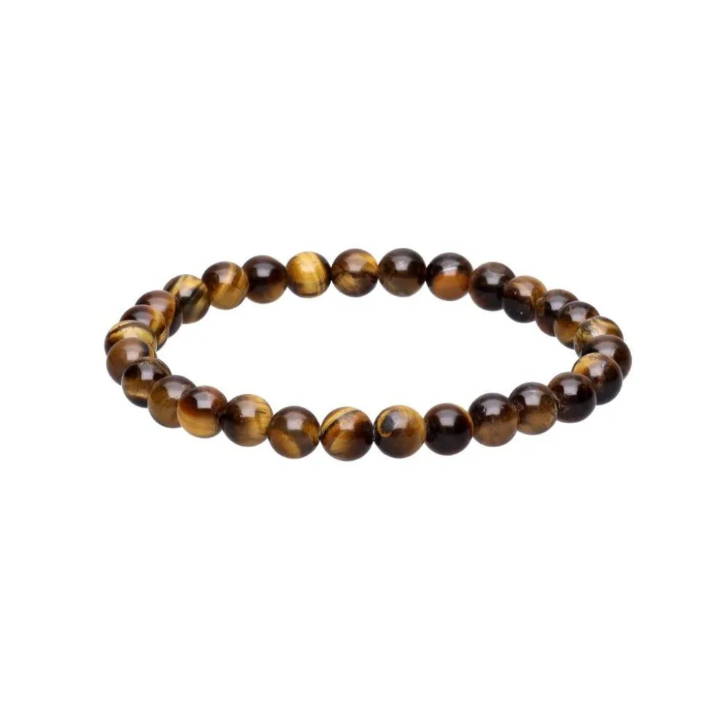 Bracelet en boules d’Œil de Tigre naturelles 6 mm