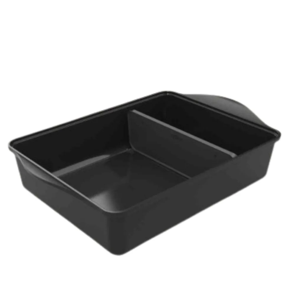 Plat noir Cookut Graphite avec séparateur, vue du dessus