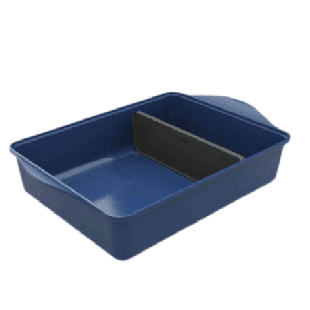 Plat bleu Cookut Myrtille avec séparateur, vue de dessus