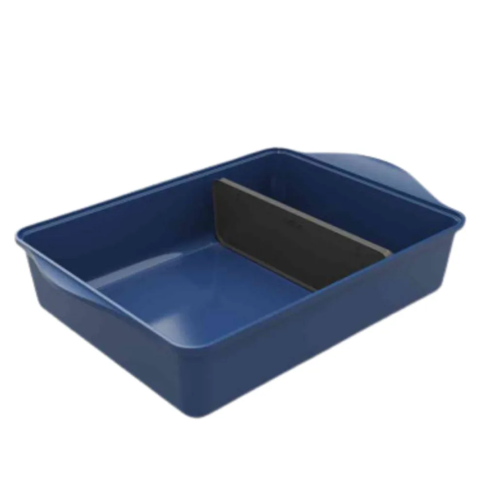 Plat bleu Cookut Myrtille avec séparateur, vue de dessus