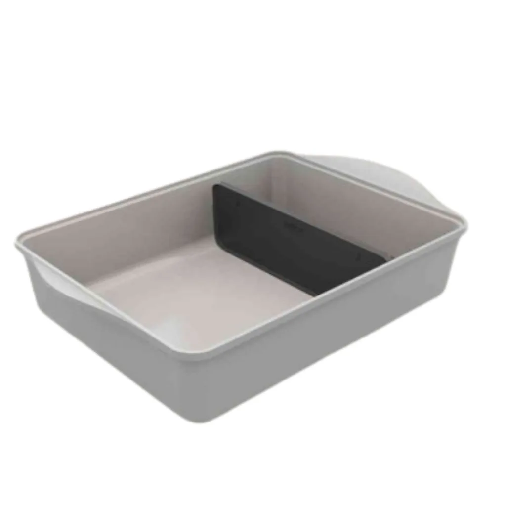 Plat Cookut Perle gris clair avec séparateur, vue de dessus