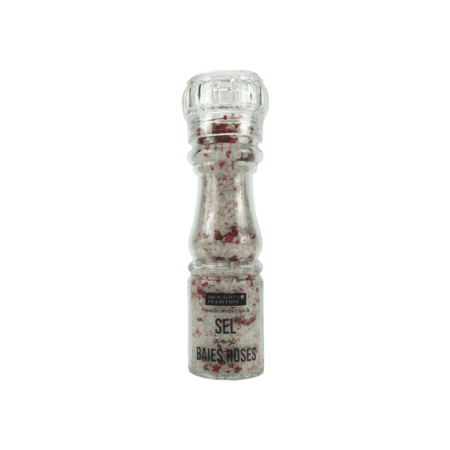Flacon de 140g de sel de mer et baies roses – mélange gourmet – Savor & Sens