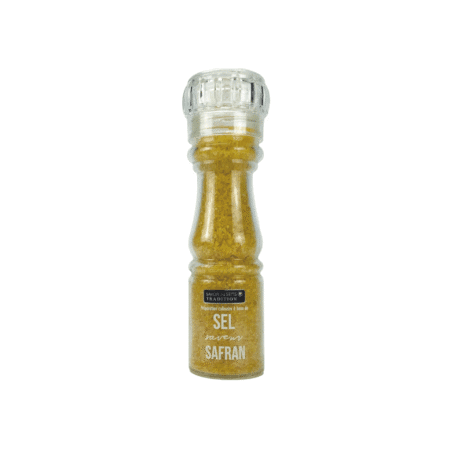 Flacon de sel de mer aux épices et safran – 155g – Savor & Sens