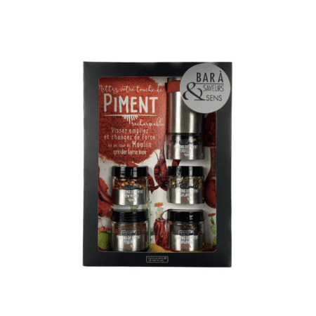 Flacons de piment en gros plan dans le coffret Savor & Sens