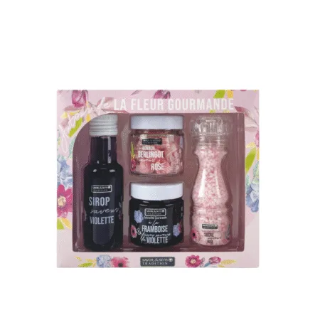 Détail des 4 produits du coffret Fleur Gourmande