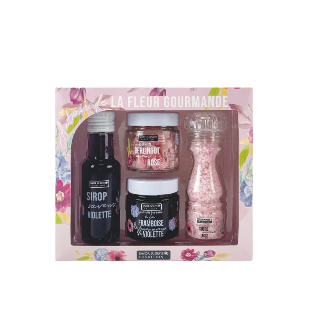 Détail des 4 produits du coffret Fleur Gourmande