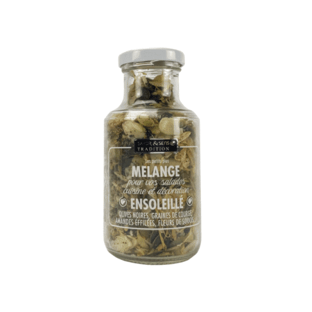 Mélange à salade 120g avec graines, olives, basilic et fleurs séchées