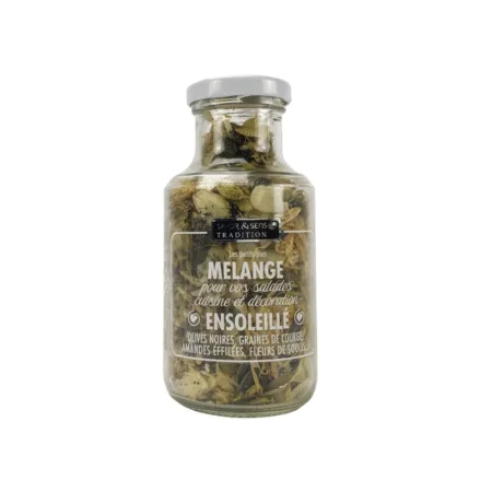 Mélange à salade 120g avec graines, olives, basilic et fleurs séchées