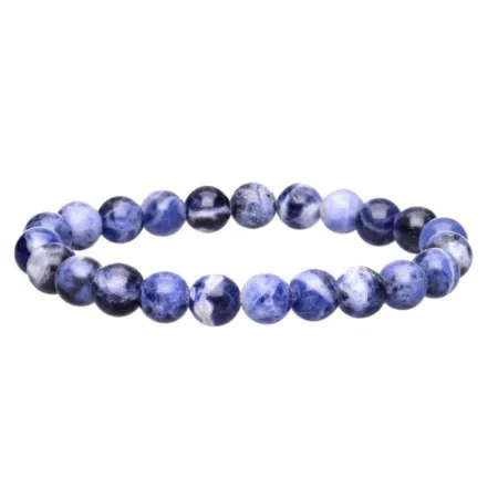 bracelet sodalite boule 8mm pierre naturelle bleu intense
