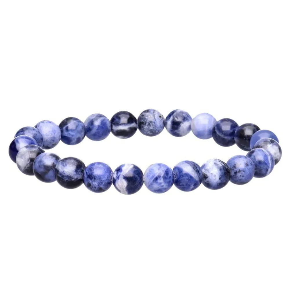 bracelet sodalite boule 8mm pierre naturelle bleu intense