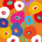 Serviettes 3 plis orange avec coquelicots colorés style enfantin