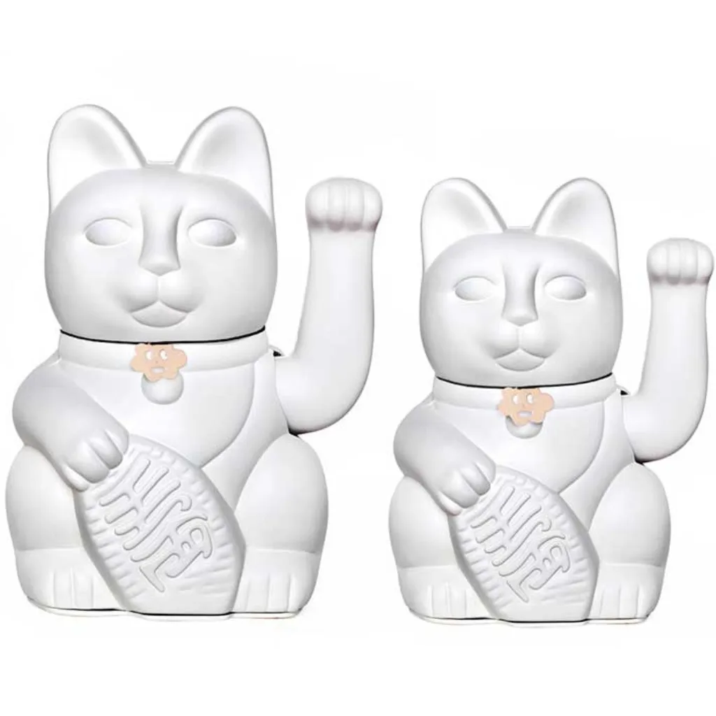 Lucky Cat Blanc en deux tailles alignées