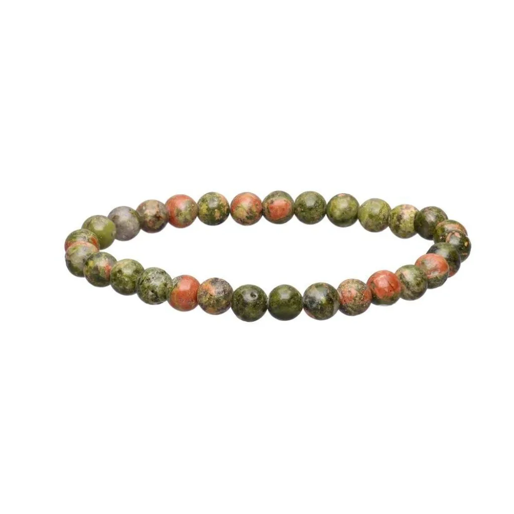 Bracelet en boules d’Unakite naturelles 6 mm