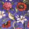 Serviette en papier 3 plis avec coquelicots, lys, pivoines et rouge-gorge sur fond violet