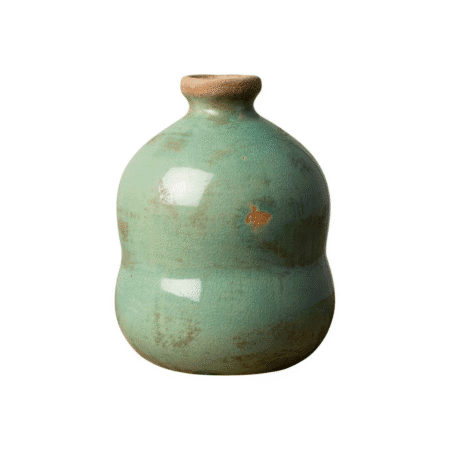 Petit vase Bulle en céramique vert d’eau, forme arrondie, vue frontale