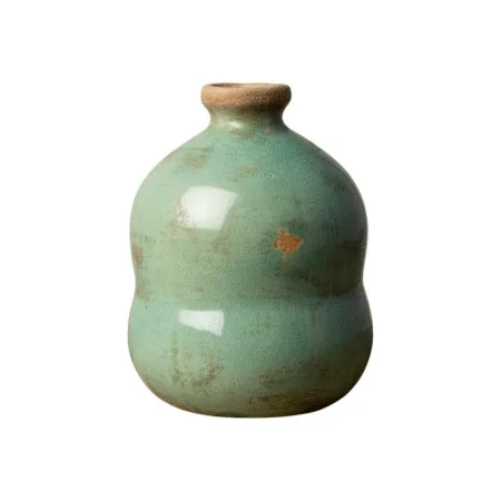 Petit vase Bulle en céramique vert d’eau, forme arrondie, vue frontale