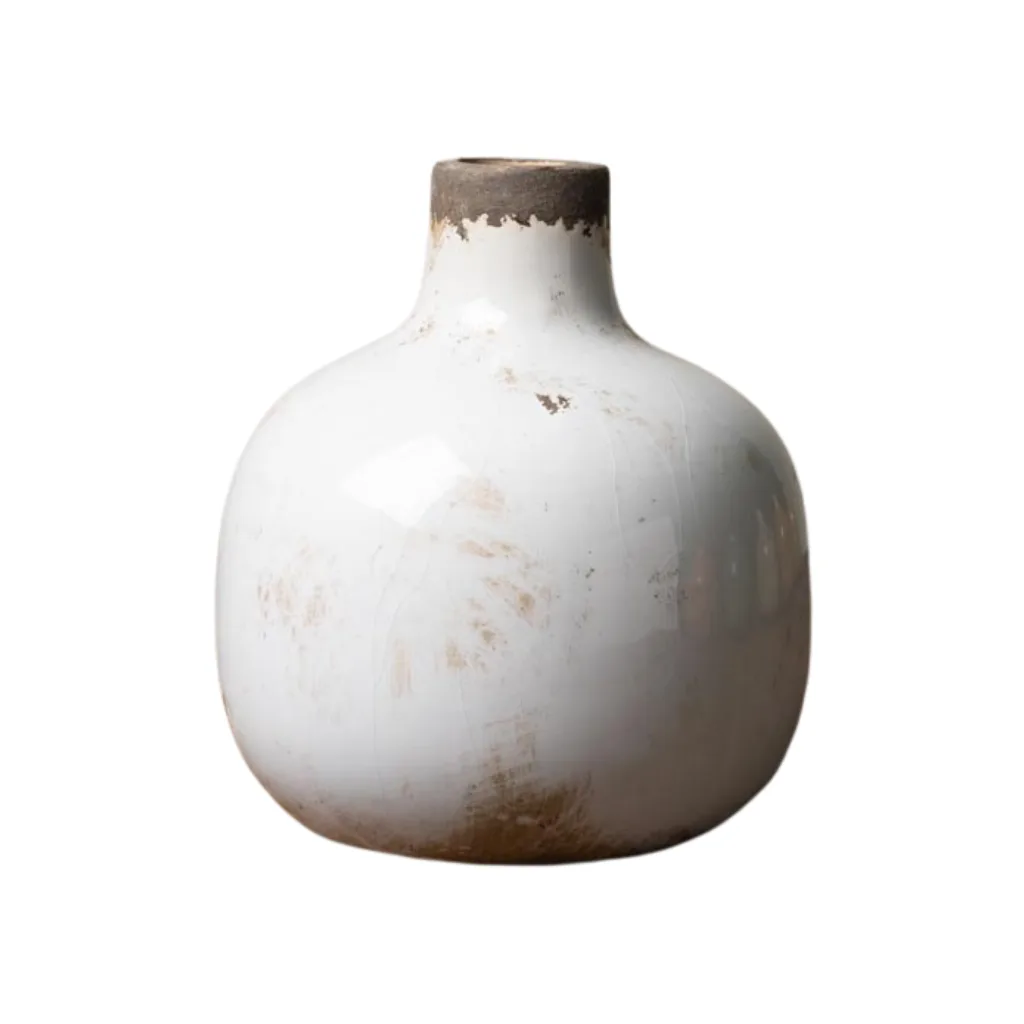 Vase céramique blanc CHEHOMA – face avant