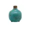 Vase rond en céramique bleu cyan, finition patinée et texturée