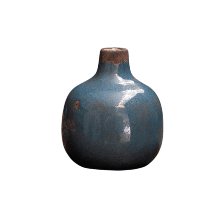 Vase décoratif rond en céramique bleu gris CHEHOMA – vue de face