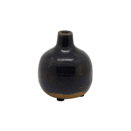 Vase en céramique bleu marine, finition brute CHEHOMA – face avant