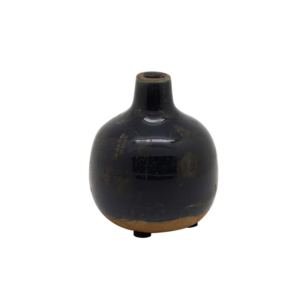 Vase en céramique bleu marine, finition brute CHEHOMA – face avant