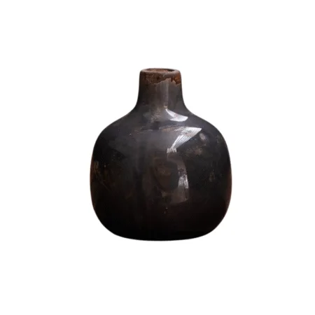 Vase CHEHOMA gris noir en céramique texturée – vue frontale