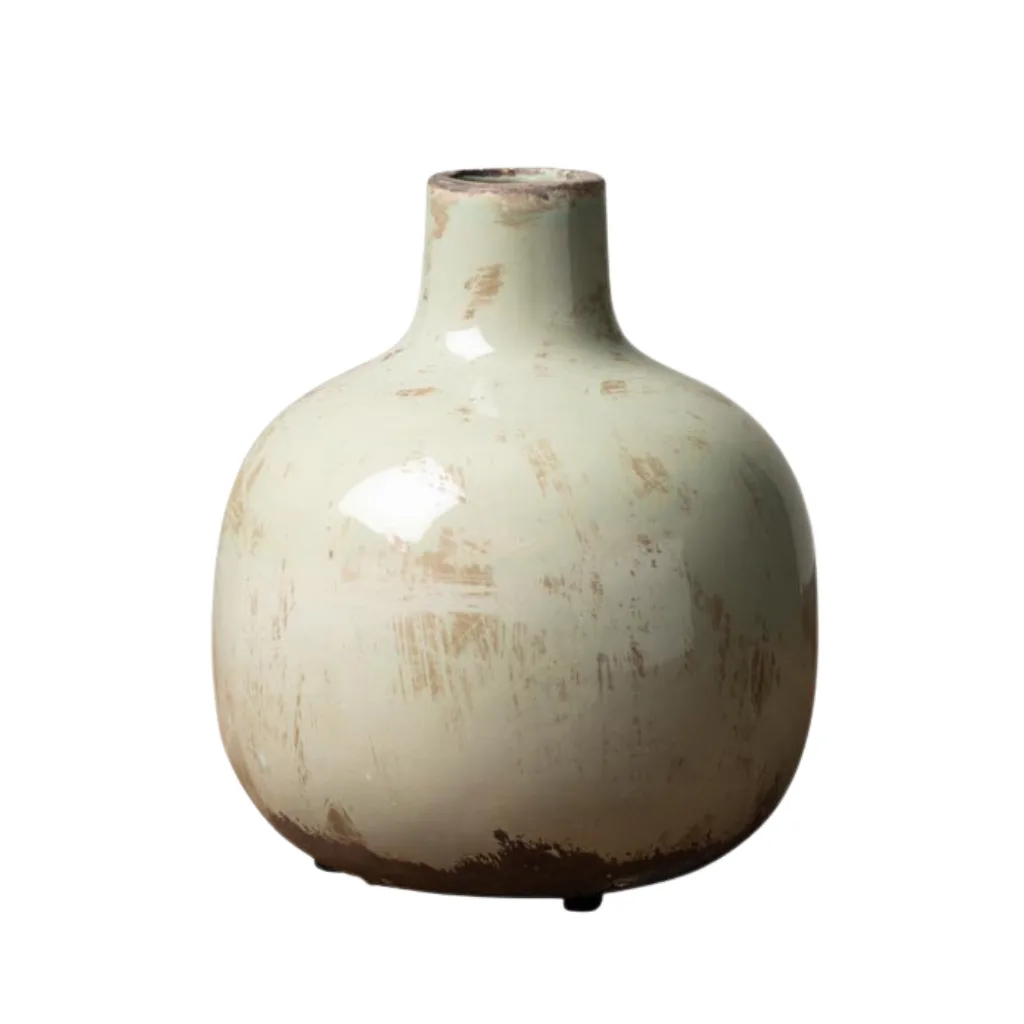 Vase CHEHOMA vert de gris – céramique brute vue frontale